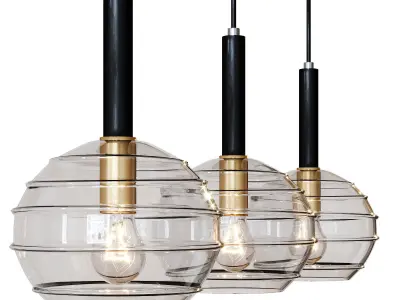 Suspension with a shade made of glass 3D model