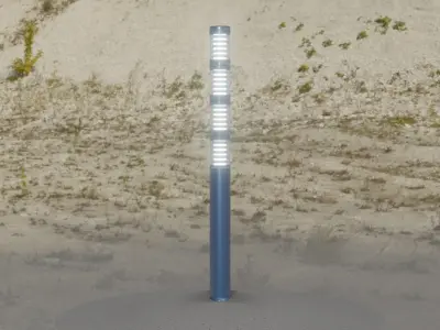 Low-Poly Blue Light Column 15 - Street Light Set-9 Low-poly 3D model