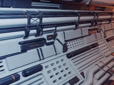 Sci-fi trim sheet 3D model purchase