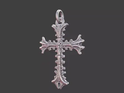 Bio-Organic Giger-Inspired Cross Pendant v2 3D print model