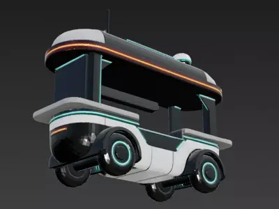 Cyberpunk Food Kiosk 3D Model Low-poly 3D model