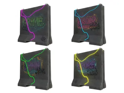 Concrete Wall Barricade Barrier RoadBlock 3D Model Pack