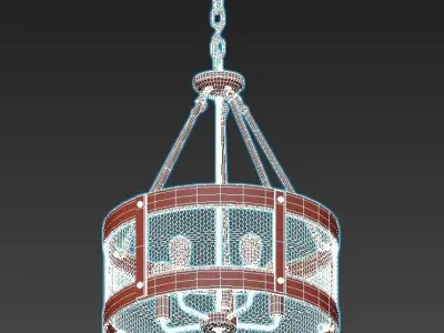 vittoria-fr4561-pl-05-b wood and metal chandelier with glass ... 3D model