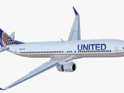  United Airlines Boeing 737-900 ER with Cabin and Doors Rigged for Maya 