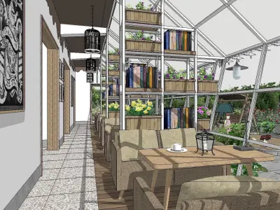 Homestay-Garden Restaurant Book Bar 3D model