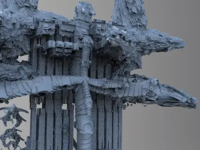 Cyberpunk asteroid grand towers 3D model