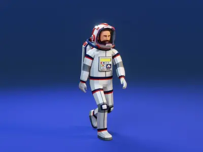Stylized low-poly astronaut in a spacesuit Low-poly 3D model