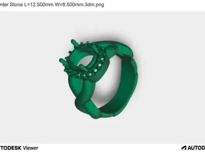 Men Ring Oval Stone 3D print model