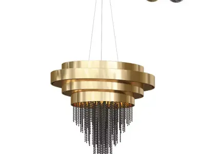 Guggenheim modern chandelier in gold 3D model