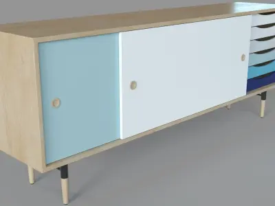 Unson Media Console Maple 3D model