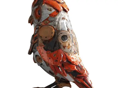 Robot Owl Low-poly 3D model