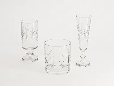 Glass Set 01 Low-poly 3D model