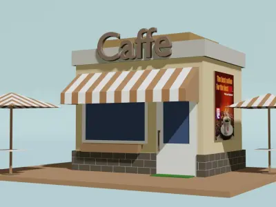 Street Cafe Low-poly 3D model