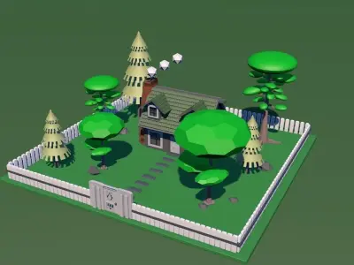 Forest House  Low-poly 3D model