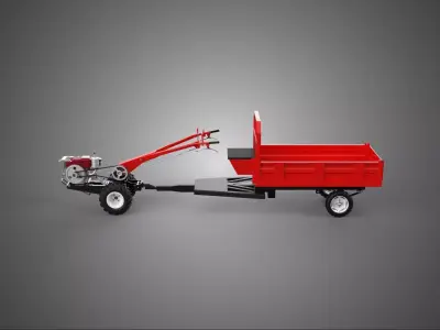 TRACTOR TRAILER CAR RURAL VEHICLE FARMER CARAVAN DRAY HAULING 3D model