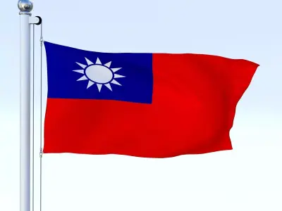 Animated Taiwan Flag Low-poly 3D model
