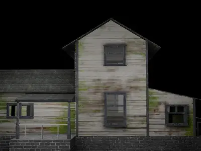 House 3d model in woods Low-poly 3D model