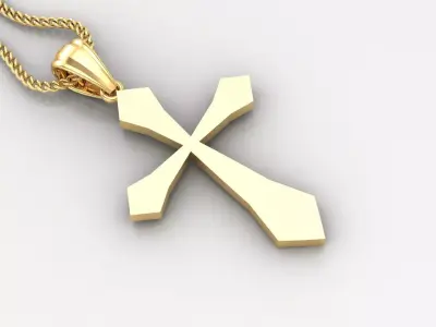 Light Gold 18K Cross Pendant 2CP009 3D print model