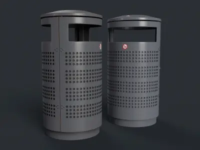 Street Trash Can 14 PBR Game Ready Low-poly 3D model