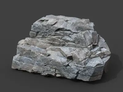 Low poly Gray Sharp Modular Rock 211210 Low-poly 3D model