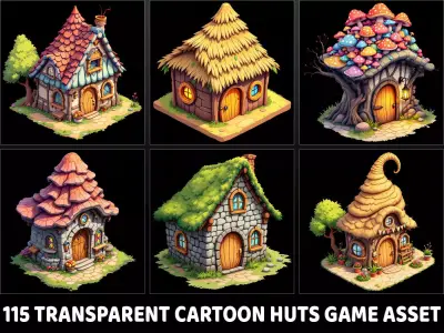 115 Transparent Fantasy Huts Houses Homes Game Assets Texture