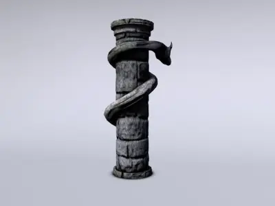 Serpent stone column Low-poly 3D model