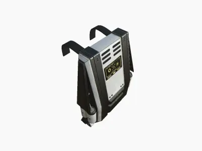 SciFi Backpack F07 White Dirt - Fashion Character Design Low-poly 3D model