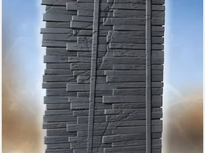 Covered wooden bridge with side rails plank flooring and adjacen 3D print model