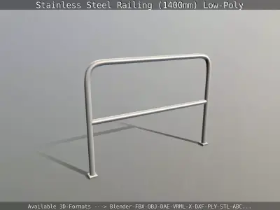 Stainless Steel Railing 1400mm Low-Poly Low-poly 3D model