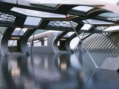 Futuristic Sci-fi Corridor- Architectural Background- V1U3 3D model