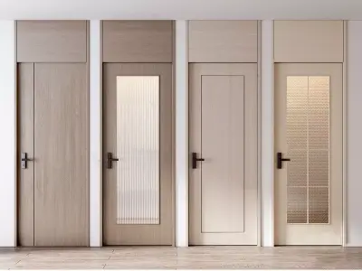 Wooden-door Single-door Bedroom-door Glass-door Bathroom-door 3D model