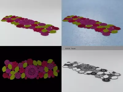 Crochet flowers - flowers 3D model