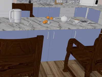 Cozy Country Reno Kitchen Interior 3D model