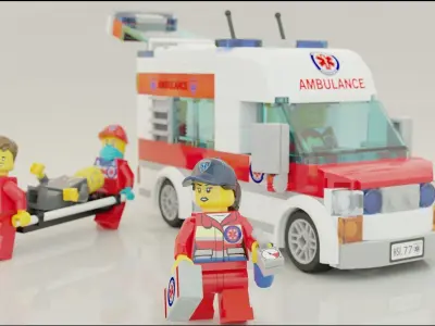 Lego Ambulance and paramedics squad 3D model