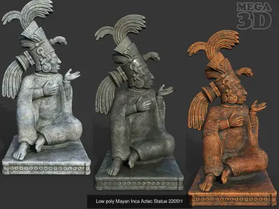 05 Low poly Mayan Statues 3D model Collection 1 3D Model Pack