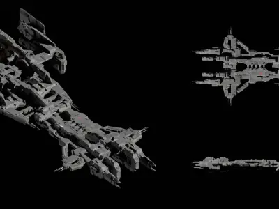 Spaceship Kitbash Pack Low-poly 3D model