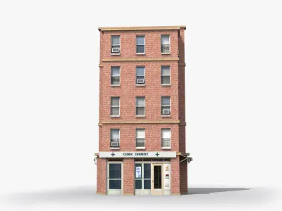 Apartment Building x19 Low-poly 3D model