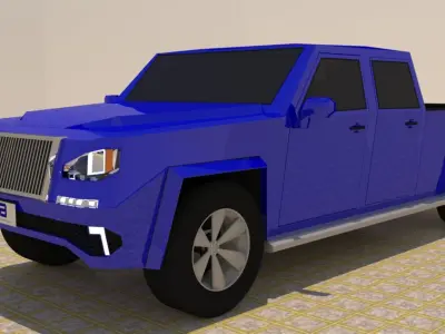 4 Door 4X4 Pick-up Truck Low-poly 3D model