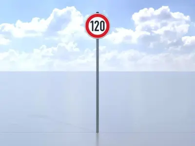 Traffic sign 274-120 Speed limit 120 km h Size-2 Low-poly 3D model