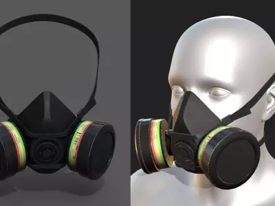 Gas mask helmet 3d safety resperator protection classic  Low-poly 3D model