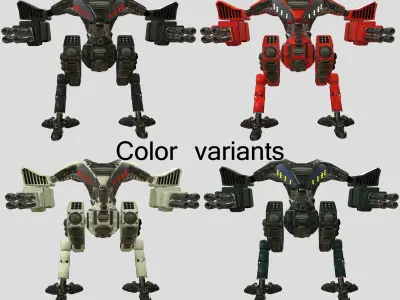 Battle mech low poly  Low-poly 3D model