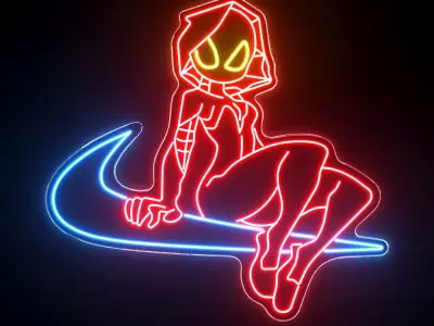 Spider Gwen Neon Sign 3D model