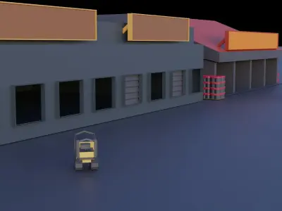 Low poly Factory package Low-poly 3D model