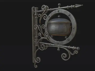 Medieval Tavern Sign Low-poly 3D model