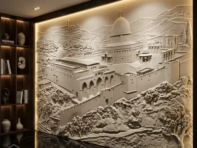 Al-Aqsa Dome of the Rock Relief STL Model for CNC Router 333 3D model
