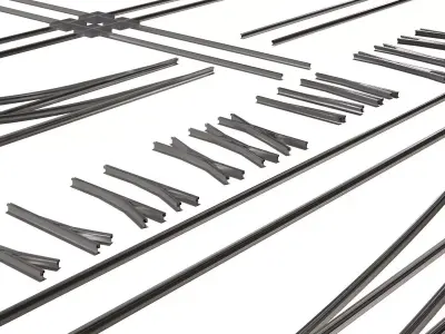 Collection of Tram Rails Elements 3D model