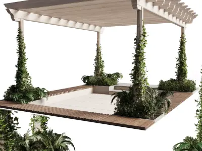 Classic Pergola and patio with ivy 3D model