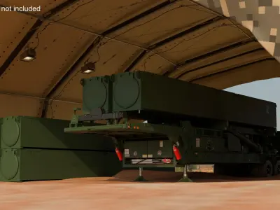  LRHW Missile Trailer with Camouflage Tent Green 