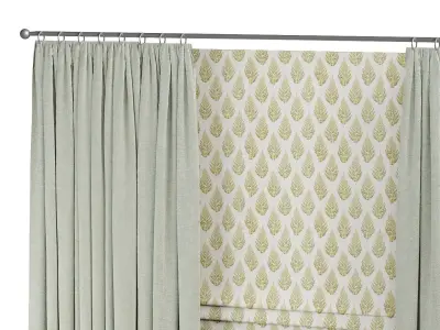 Curtains curtain with pleats and window 3D model