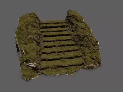 Stairs stone staircase Low-poly 3D model